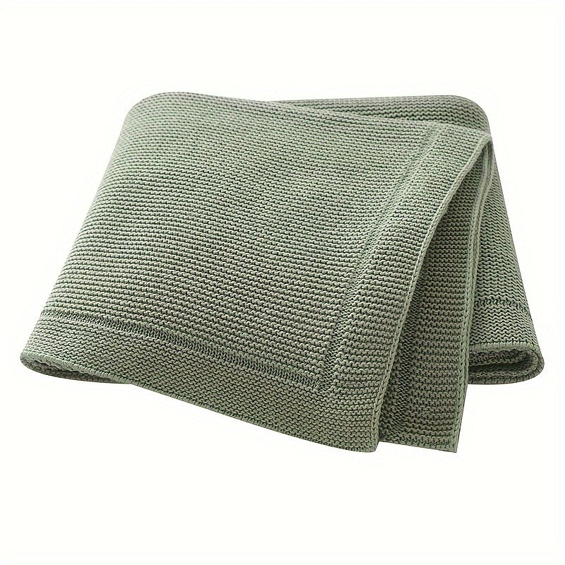 Weiche Baumwollstrickswaddle-Decke - Einfarbig, Geometrisches Muster, Perfekt für Verschiedene Anlässe