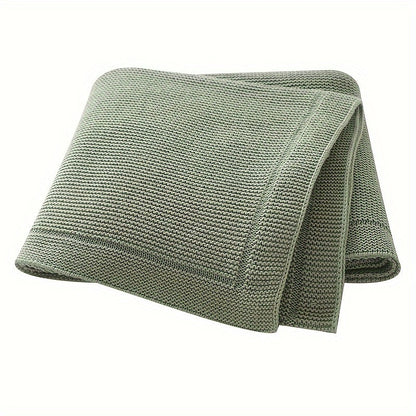 Weiche Baumwollstrickswaddle-Decke - Einfarbig, Geometrisches Muster, Perfekt für Verschiedene Anlässe