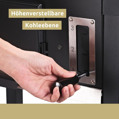 XXL Holzkohlegrill Trolley mit Deckel – Tragbar, Schwarz, Inkl. Grillhandschuh