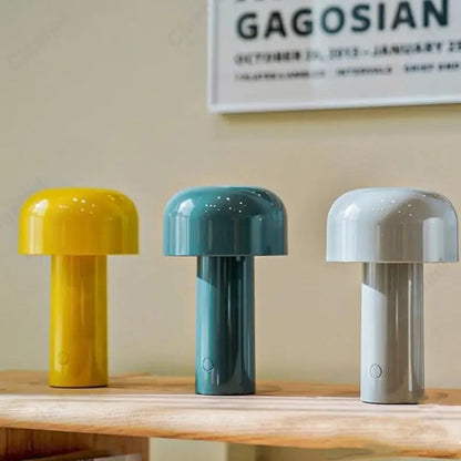 RetroGlow | Retro-Design, Pilzform, LED-Tischlampe kabellos mit Touch & USB