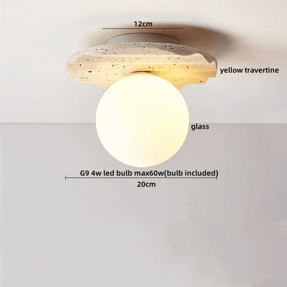 Solvessa | Moderne LED Deckenleuchte aus Acryl und Travertin für Schlafzimmer und Wohnbereich (4W)