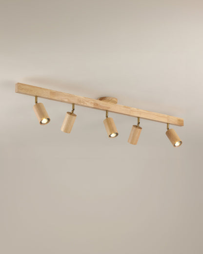 Aurora Walnut | LED Deckenleuchte – Lineares Track Light mit Walnussholz & Eisen