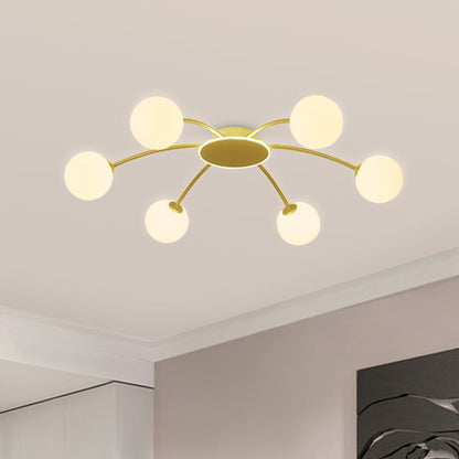 AstroBranch | 6-flammiger Sputnik-Kronleuchter – Glas & Messing-Finish, modernes Design, UL/CE