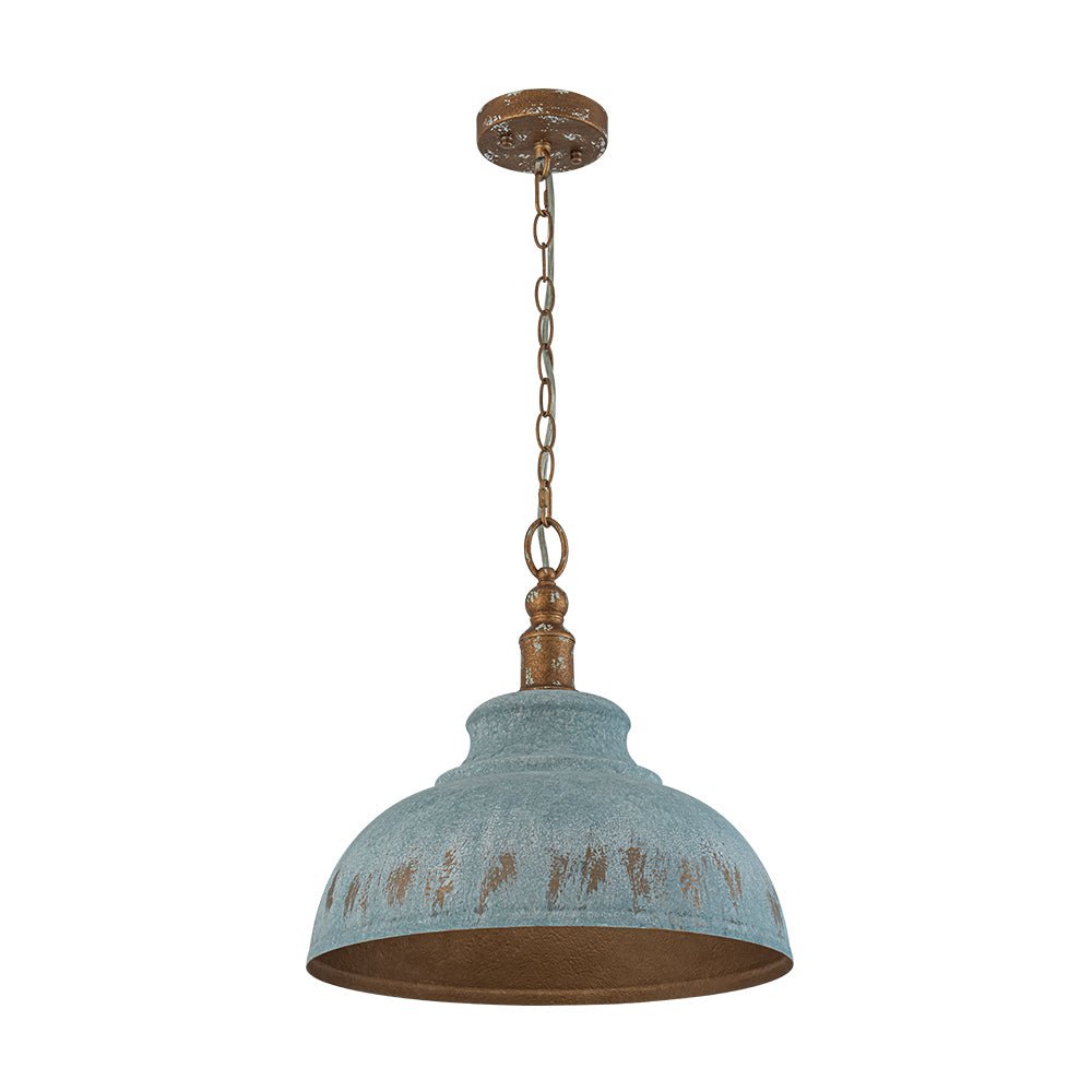 Antikblaue Dome | Pendelleuchte – Industrieller Charme mit Patina-Finish