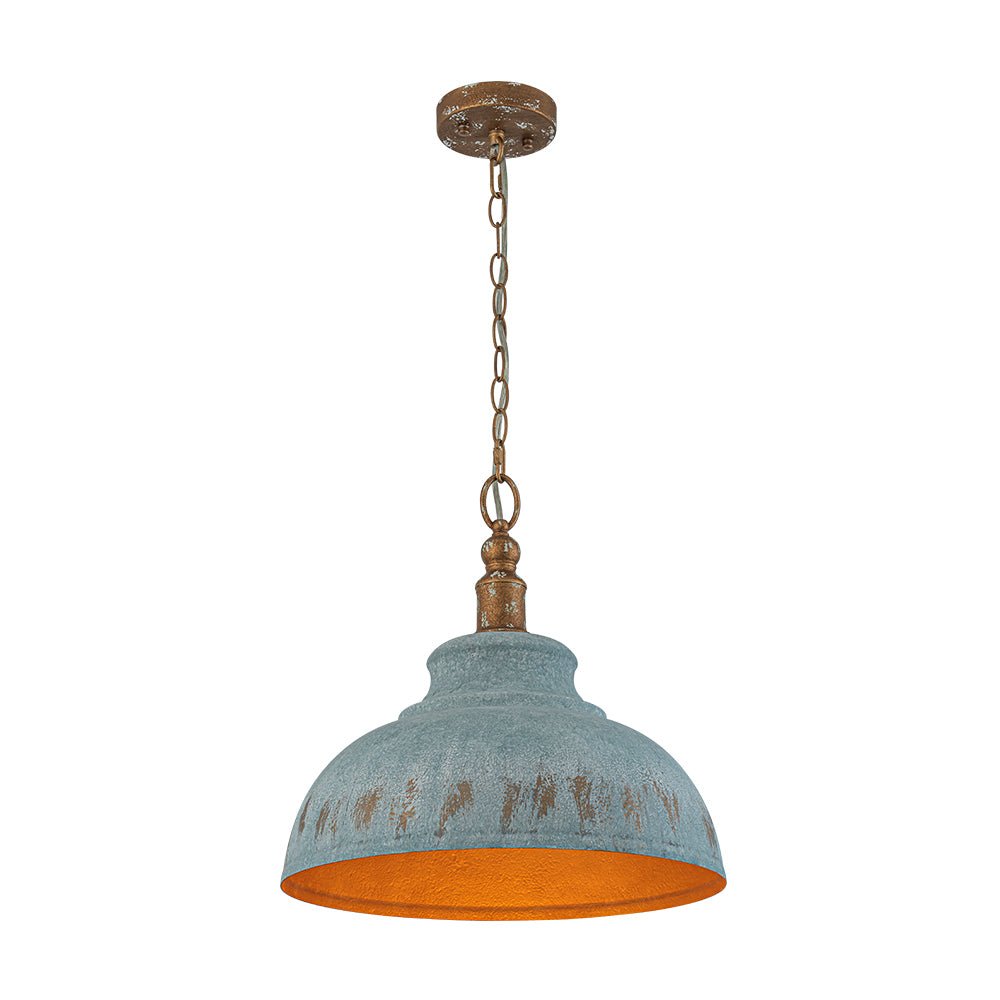 Antikblaue Dome | Pendelleuchte – Industrieller Charme mit Patina-Finish