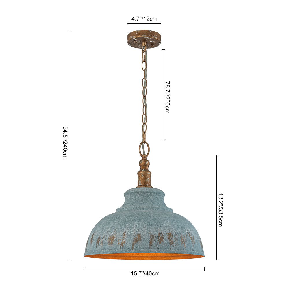 Antikblaue Dome | Pendelleuchte – Industrieller Charme mit Patina-Finish