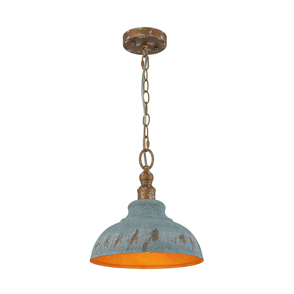 Antikblaue Dome | Pendelleuchte – Industrieller Charme mit Patina-Finish