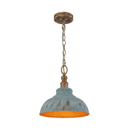 Antikblaue Dome | Pendelleuchte – Industrieller Charme mit Patina-Finish