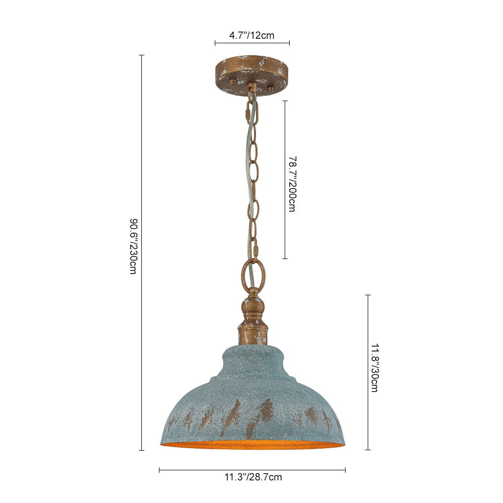 Antikblaue Dome | Pendelleuchte – Industrieller Charme mit Patina-Finish
