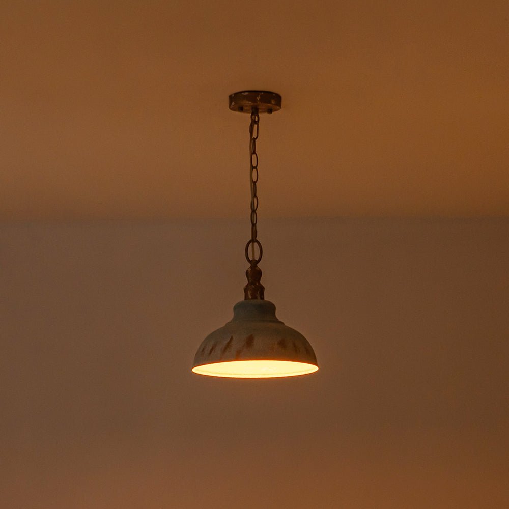 Antikblaue Dome | Pendelleuchte – Industrieller Charme mit Patina-Finish