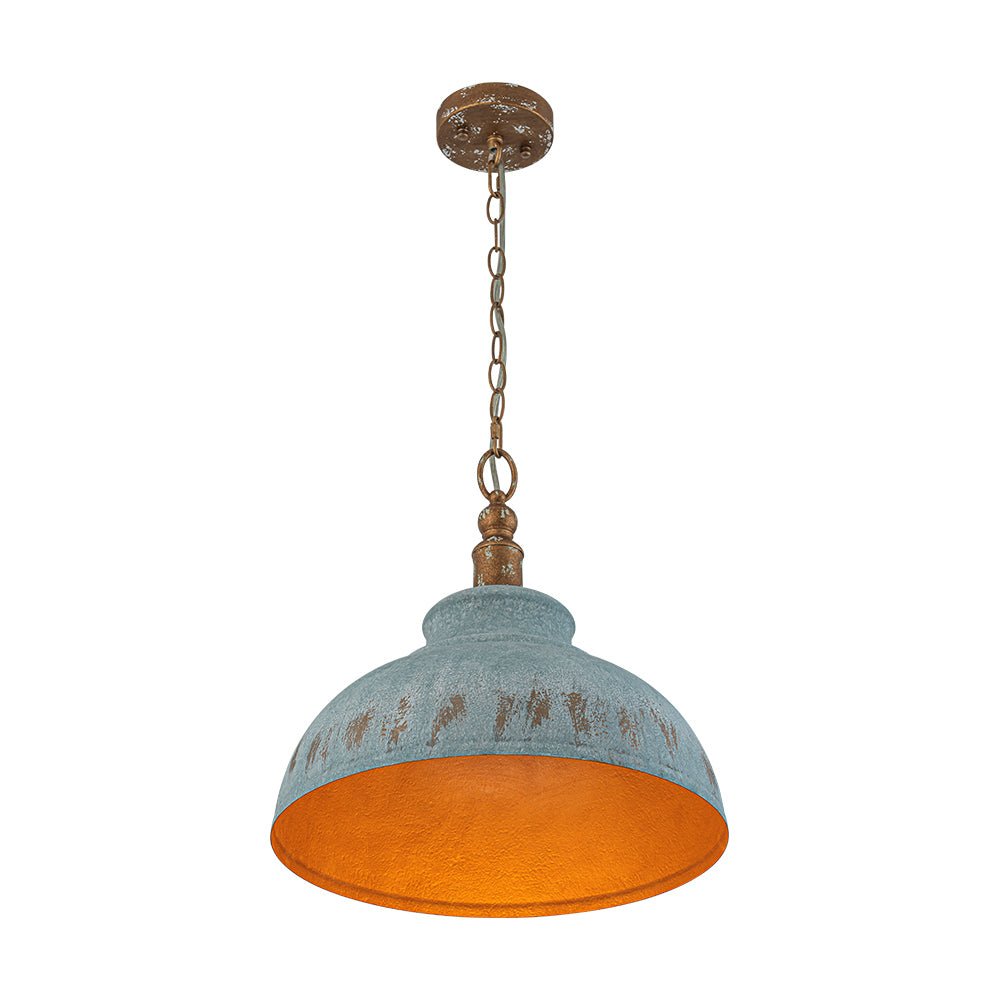 Antikblaue Dome | Pendelleuchte – Industrieller Charme mit Patina-Finish