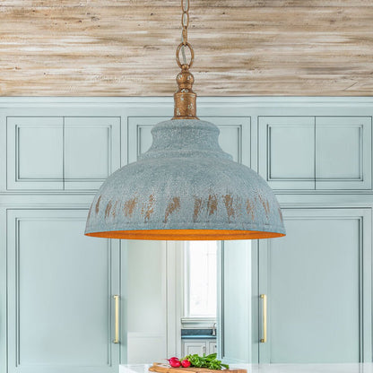 Antikblaue Dome | Pendelleuchte – Industrieller Charme mit Patina-Finish