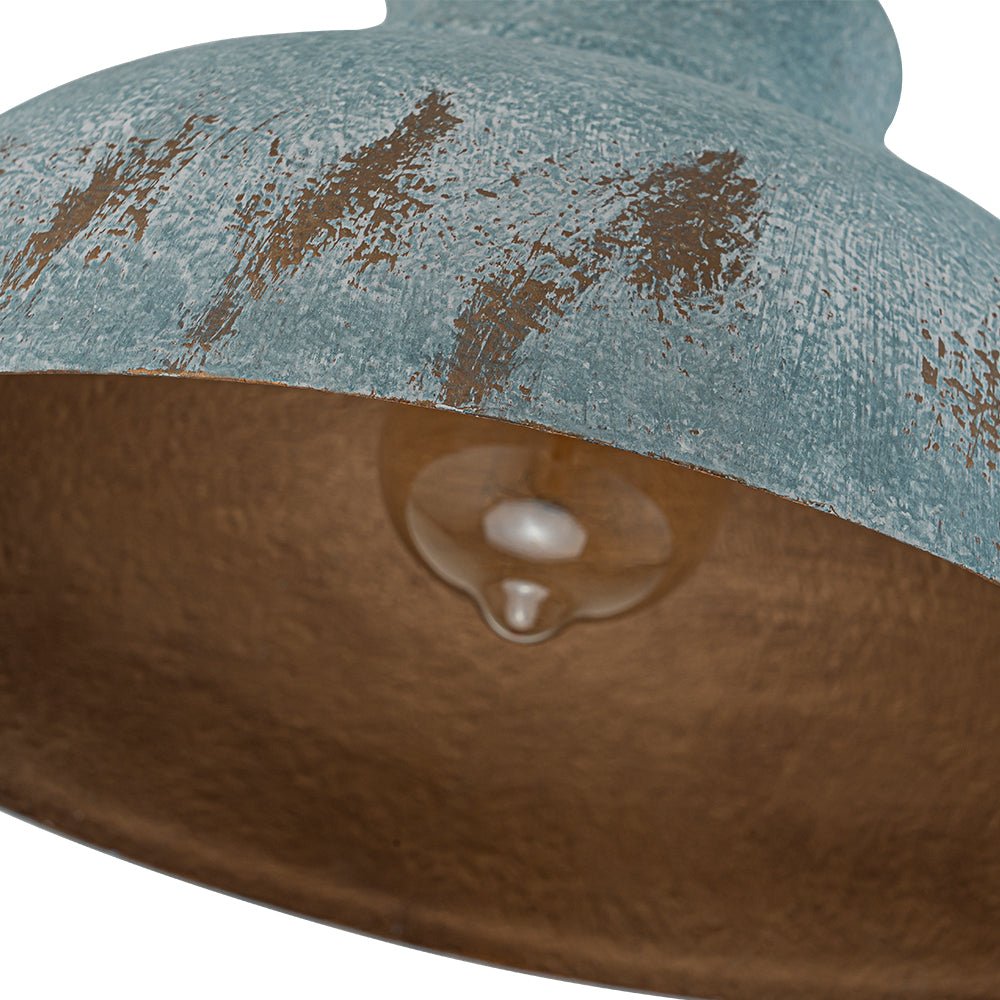 Antikblaue Dome | Pendelleuchte – Industrieller Charme mit Patina-Finish