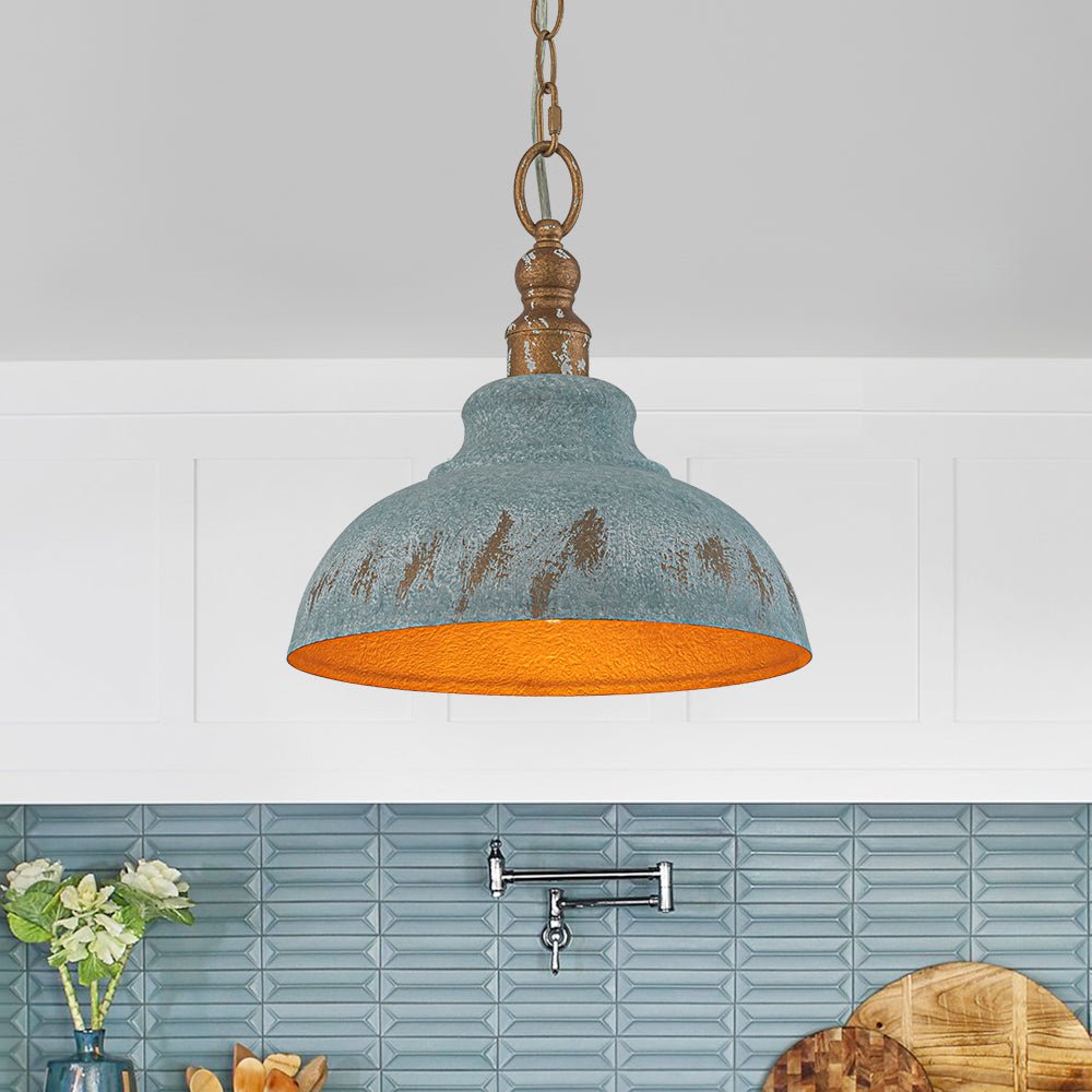 Antikblaue Dome | Pendelleuchte – Industrieller Charme mit Patina-Finish