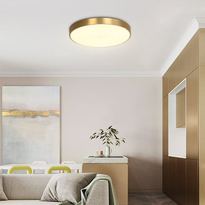 BrassAura | LED-Deckenleuchte – Ultra-dünn, rundes Messingfinish, 3 Farbtemperaturen 3000K–6000K, UL/CE