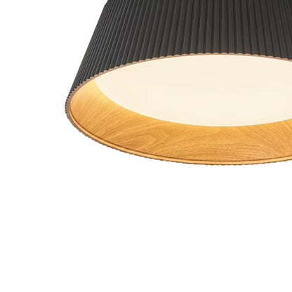 RillenHolz | LED-Deckenleuchte – Flaches Rillen-Design mit HolzmaserungL/CE