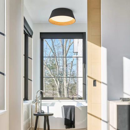 RillenHolz | LED-Deckenleuchte – Flaches Rillen-Design mit HolzmaserungL/CE