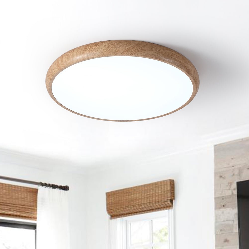 GlanzHolz | LED-Deckenleuchte – Runde Minimalistische Lampe mit Holzfurnier & Acrylabdeckung
