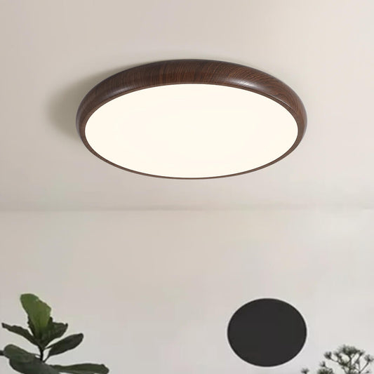 GlanzHolz | LED-Deckenleuchte – Runde Minimalistische Lampe mit Holzfurnier & Acrylabdeckung