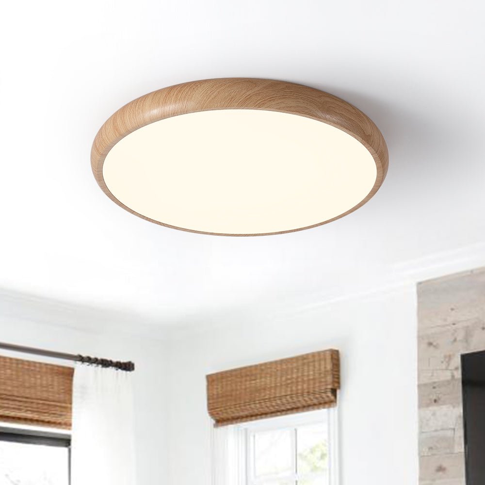 GlanzHolz | LED-Deckenleuchte – Runde Minimalistische Lampe mit Holzfurnier & Acrylabdeckung