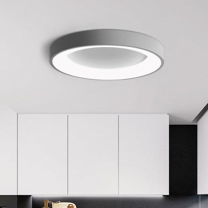 LuminoFlat | LED-Deckenleuchte – Moderne Runde Flache Lampe aus Grauem Metall