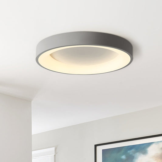 LuminoFlat | LED-Deckenleuchte – Moderne Runde Flache Lampe aus Grauem Metall