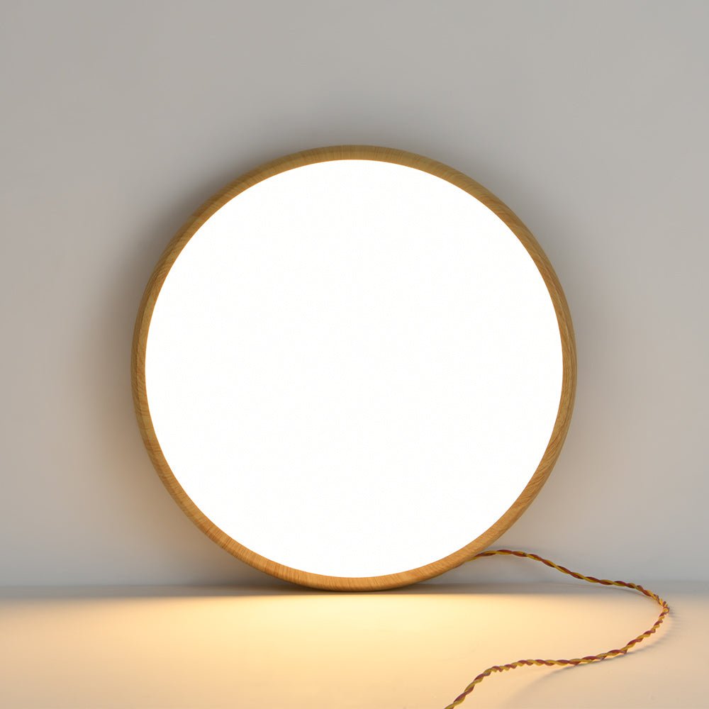 HolzPur | LED-Deckenleuchte – Runde Minimalistische Lampe mit Holzmaserung