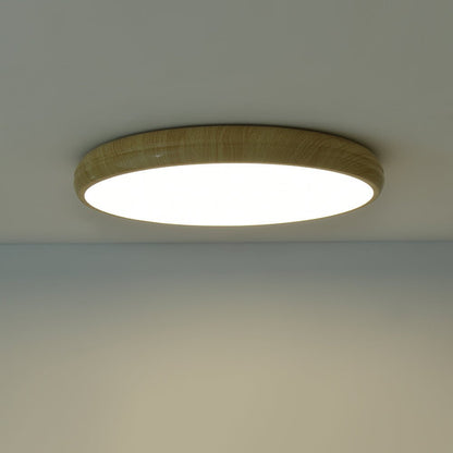 HolzPur | LED-Deckenleuchte – Runde Minimalistische Lampe mit Holzmaserung