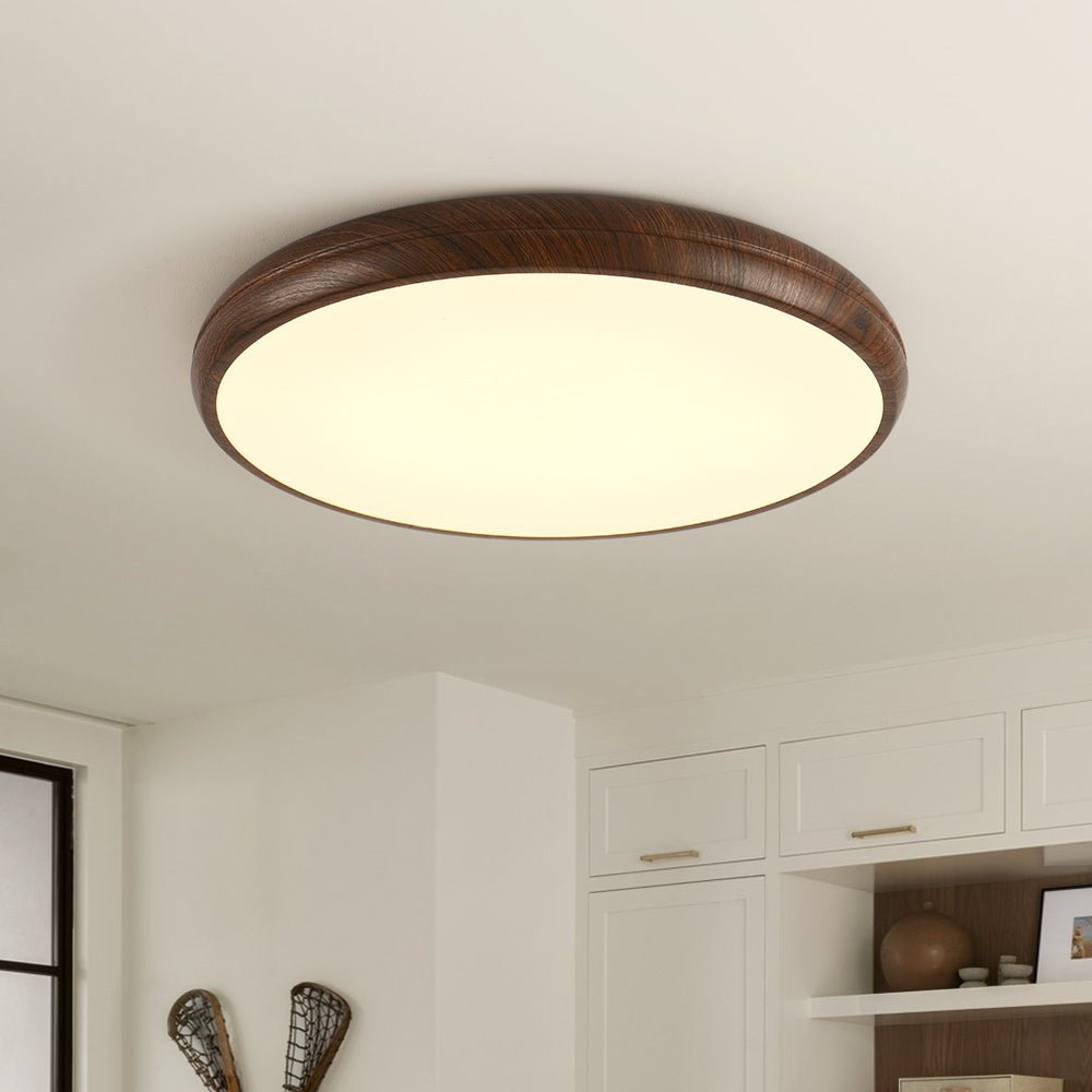 HolzPur | LED-Deckenleuchte – Runde Minimalistische Lampe mit Holzmaserung