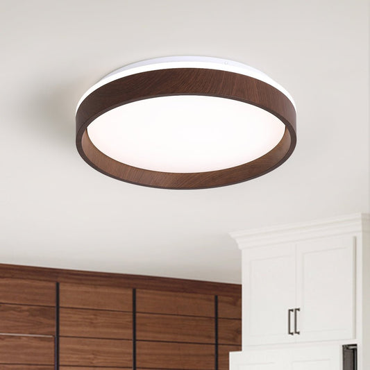 WoodLine | Runde LED-Deckenleuchte in Walnussoptik – Minimalistisches Design