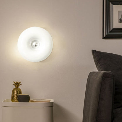 DonutDesign | Minimalistische LED-Lampe – Bauhaus Tisch- & Wandleuchte aus Glas und Metall, Dreifach Dimmbar