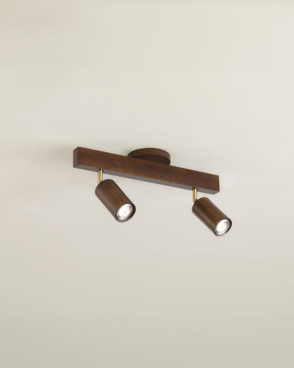 Aurora Walnut | LED Deckenleuchte – Lineares Track Light mit Walnussholz & Eisen