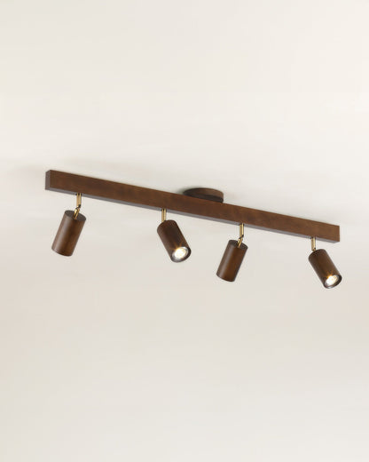 Aurora Walnut | LED Deckenleuchte – Lineares Track Light mit Walnussholz & Eisen